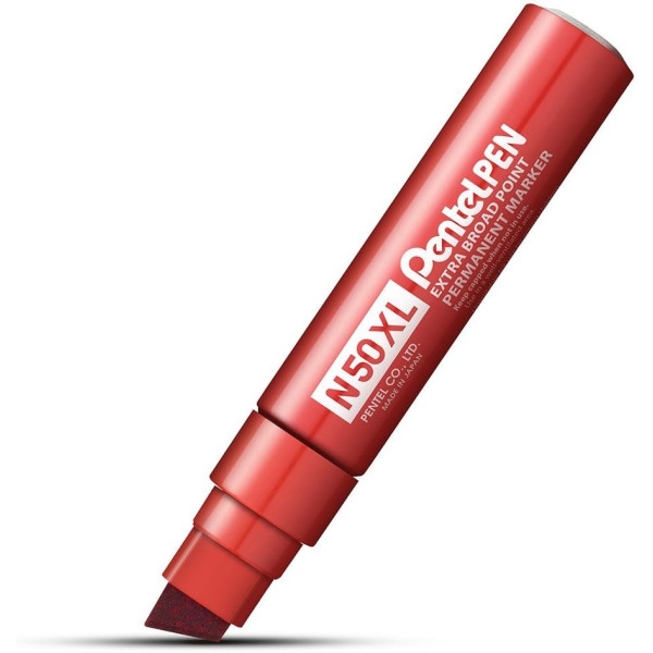 Marqueur - Rouge - Indélébile - Permanent - Pointe biseautée large - Pentel Pen N50XL