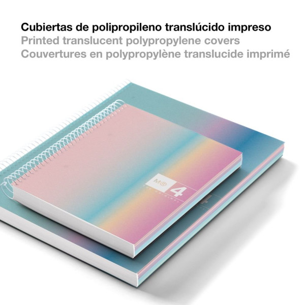 Cahier - A6 - Spirales - Petits carreaux - Perforées - 120 feuilles - Couverture souple - Miquelrius