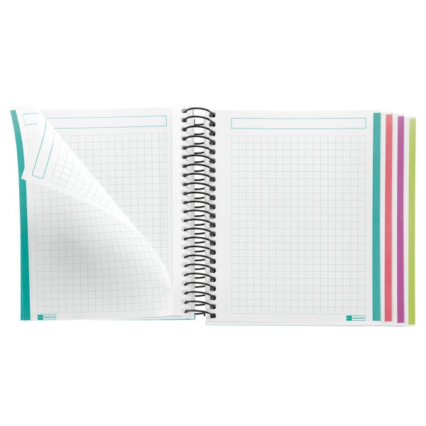 Cahier - A6 - Spirales - Petits carreaux - Perforées - 120 feuilles - Couverture souple - Miquelrius
