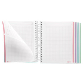 Cahier - A6 - Spirales - Petits carreaux - Perforées - 120 feuilles - Couverture souple - Miquelrius