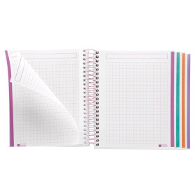 Cahier - A6 - Spirales - Petits carreaux - Perforées - 120 feuilles - Couverture rigide - Miquelrius