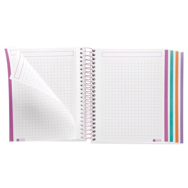 Cahier - A6 - Spirales - Petits carreaux - Perforées - 120 feuilles - Couverture rigide - Miquelrius