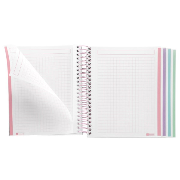 Cahier - A6 - Spirales - Petits carreaux - Perforées - 120 feuilles - Couverture rigide - Miquelrius