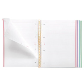 Cahier - A4 - Spirales - Lignées - Perforées - 120 feuilles - Couverture rigide - Miquelrius