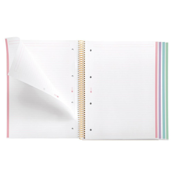 Cahier - A4 - Spirales - Lignées - Perforées - 120 feuilles - Couverture rigide - Miquelrius