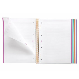 Cahier - A4 - Spirales - Lignées - Perforées - 120 feuilles - Couverture rigide - Miquelrius
