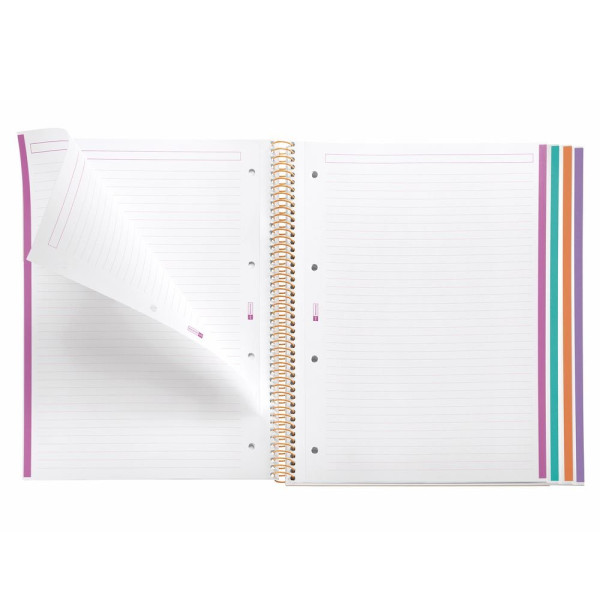 Cahier - A4 - Spirales - Lignées - Perforées - 120 feuilles - Couverture rigide - Miquelrius