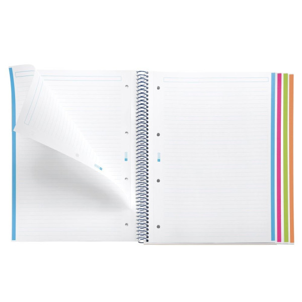 Cahier - A4 - Spirales - Lignées - Perforées - 120 feuilles - Couverture rigide - Miquelrius