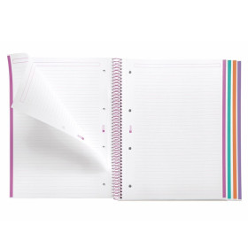 Cahier - A4 - Spirales - Lignées - Perforées - 120 feuilles - Couverture rigide - Miquelrius