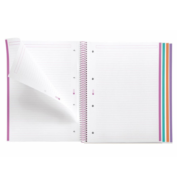 Cahier - A4 - Spirales - Lignées - Perforées - 120 feuilles - Couverture rigide - Miquelrius