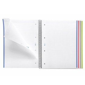 Cahier - A4 - Spirales - Lignées - Perforées - 120 feuilles - Couverture rigide - Miquelrius