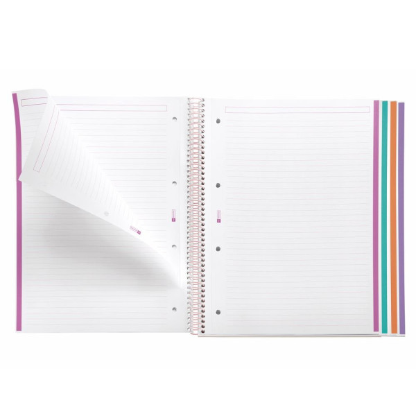 Cahier - A4 - Spirales - Lignées - Perforées - 120 feuilles - Couverture rigide - Miquelrius