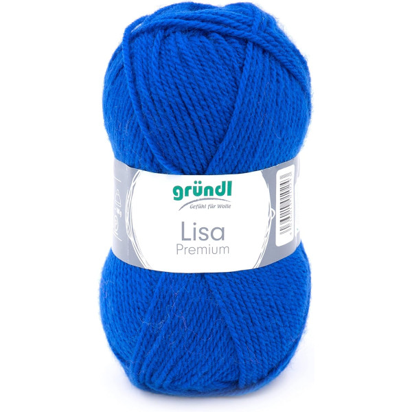photo-Pelote de laine - Bleu royal - 35 - 100% acrylique - 3,5/4,5 mm - Gründl - Lisa Premium