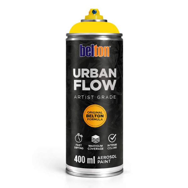 photo-Bombe de peinture - Jaune zinc - Belton - Urban Flow - 400ml - Haute couvrance