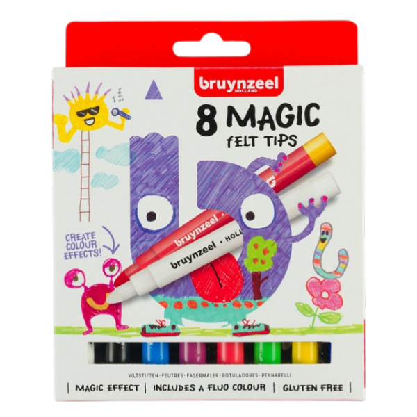 photo-Feutres - Effet magique - Couleurs qui changent - 8 feutres - Coloriage - Enfant - Bruynzeel