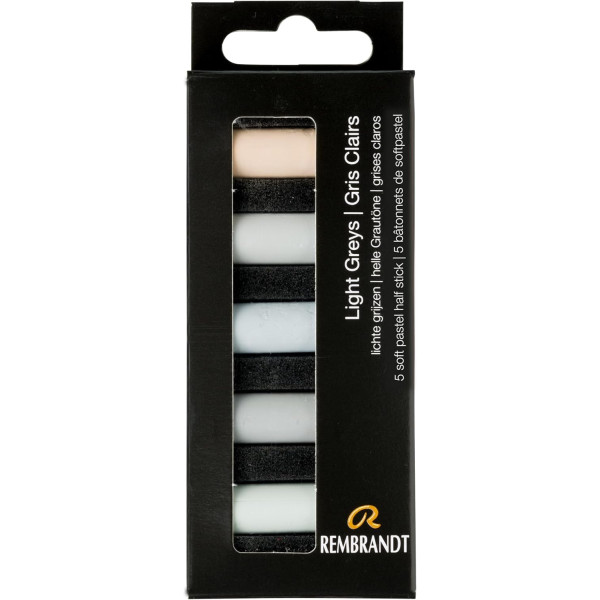 photo-Pastels - Tendres - Teintes gris clairs - 5 demi-pastels - Rembrandt