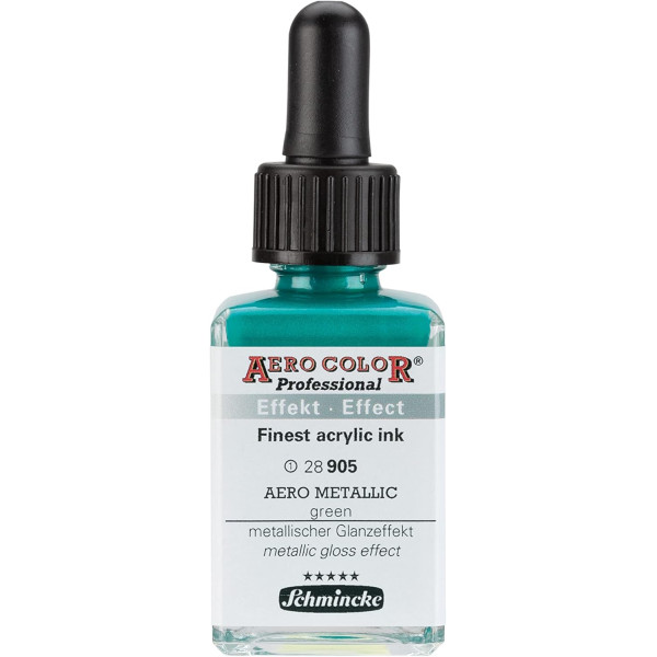 photo-Encre acrylique - Extra-fine - Vert effet métallique - 28 905 - Aéro Color Pro - Schmincke