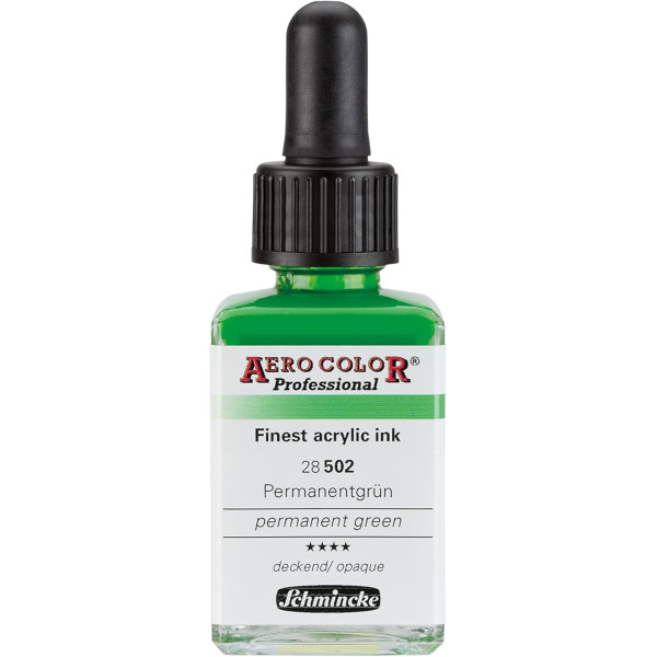 photo-Encre acrylique - Extra-fine - Vert permanent - 28 502 - Aéro Color Pro - Schmincke