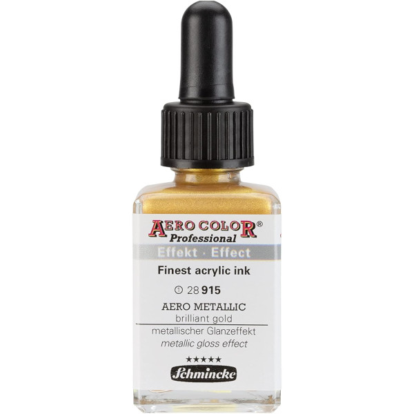 photo-Encre acrylique - Extra-fine - Or métallique - 28 915 - Aéro Color Pro - Schmincke