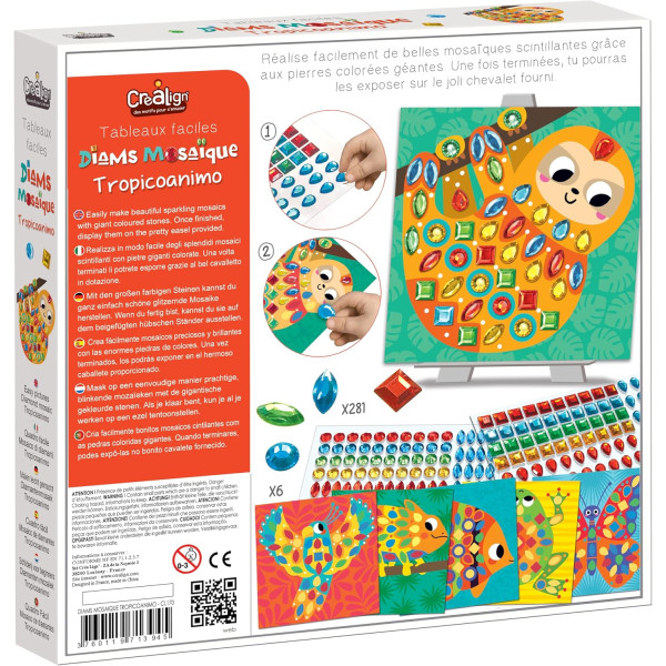 Jeu créatif - Mosaïque à coller - 6 tableaux à créer - Dès 3 ans - Loisirs créatifs enfant