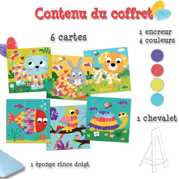 Peinture au doigt - Dès 3 ans - 6 tableaux à décorer + 1 encreur - Activité manuelle