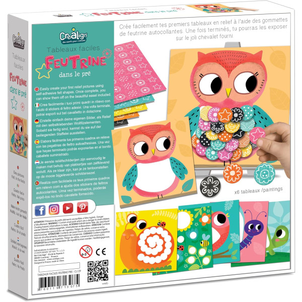 Jeu créatif - Tableaux feutrine à décorer - 6 tableaux - Dès 3 ans - Activité manuelle