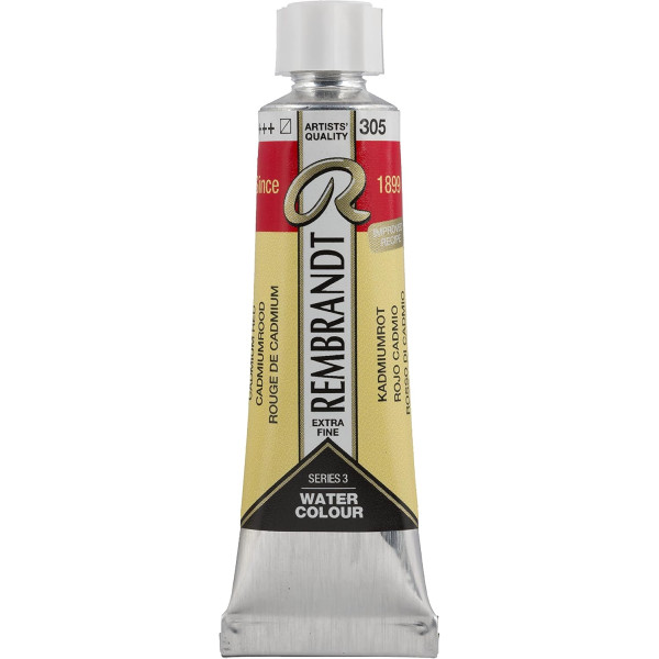 photo-Peinture aquarelle - Extra-fine - Rouge de cadmium - 305 - Rembrandt - Tube 10ml