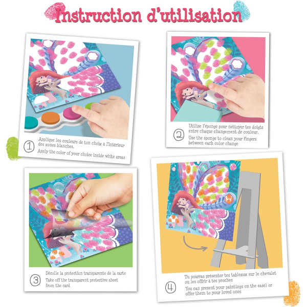 Peinture au doigt - Dès 3 ans - 6 tableaux à décorer + 1 encreur - Activité manuelle