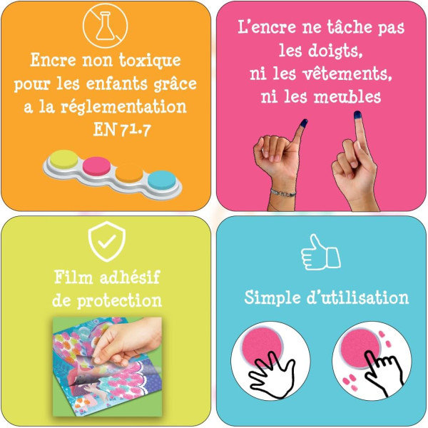 Peinture au doigt - Dès 3 ans - 6 tableaux à décorer + 1 encreur - Activité manuelle