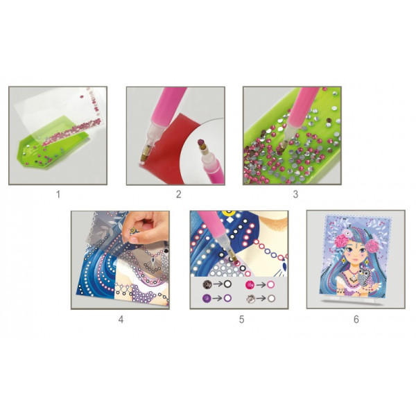 Jeu créatif - Diamond painting - Dès 5 ans - 3 tableaux princesses - Activité manuelle