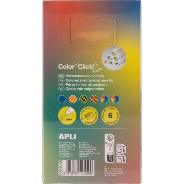Porte-mines - Mine de 3mm - Couleurs assorties - Taille crayon inclus - Apli