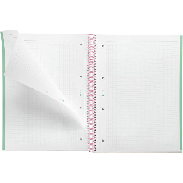 Cahier - A4 - Spirales - Petits carreaux - 80 feuilles perforées - Couverture rigide - Miquelrius