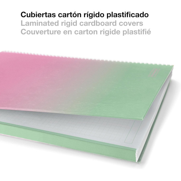 Cahier - A4 - Spirales - Petits carreaux - 80 feuilles perforées - Couverture rigide - Miquelrius