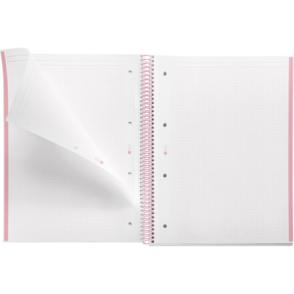 Cahier - A4 - Spirales - Petits carreaux - 80 feuilles perforées - Couverture rigide - Miquelrius