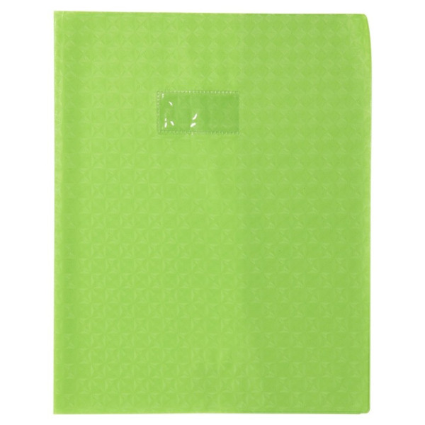 photo-Protège-cahier - Vert clair - 24x32cm - Grand cahier - Plastique souple - Porte-étiquette