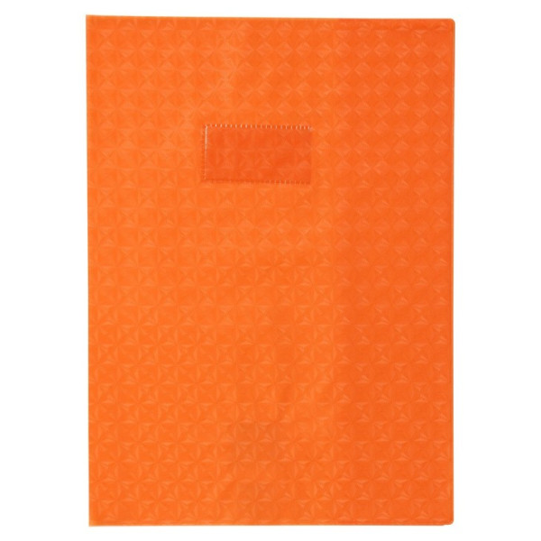 photo-Protège-cahier - Orange - 24x32cm - Grand cahier - Plastique souple - Porte-étiquette