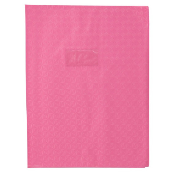 photo-Protège-cahier - Rose - 24x32cm - Grand cahier - Plastique souple - Porte-étiquette