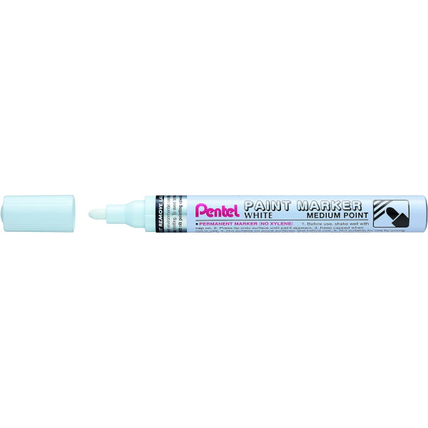 photo-Marqueur - Permanent - Blanc - Pointe ronde moyenne - Encre peinture - Tous supports - Pentel Paint Marker