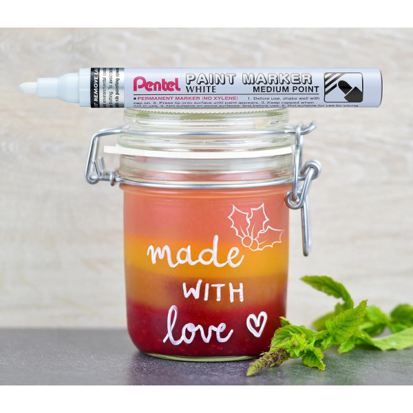 Marqueur - Permanent - Blanc - Pointe ronde moyenne - Encre peinture - Tous supports - Pentel Paint Marker