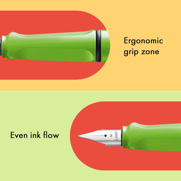 Stylo plume - Mine large B - Droitier - LAMY - Safari - Vert - Rechargeable