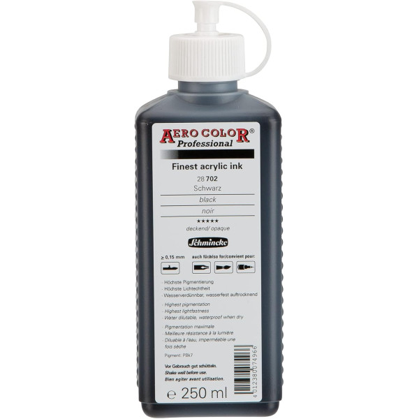 photo-Encre acrylique - Extra-fine - Noir - 28 702 - Aéro Color Pro - Schmincke