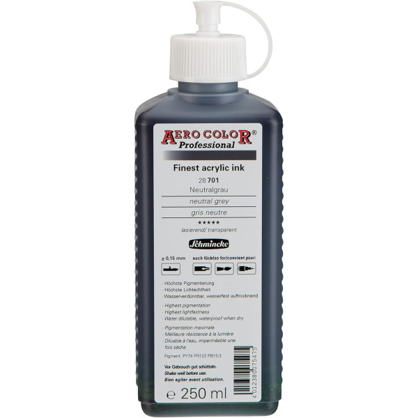 photo-Encre acrylique - Extra-fine - Gris neutre - 28 701 - Aéro Color Pro - Schmincke