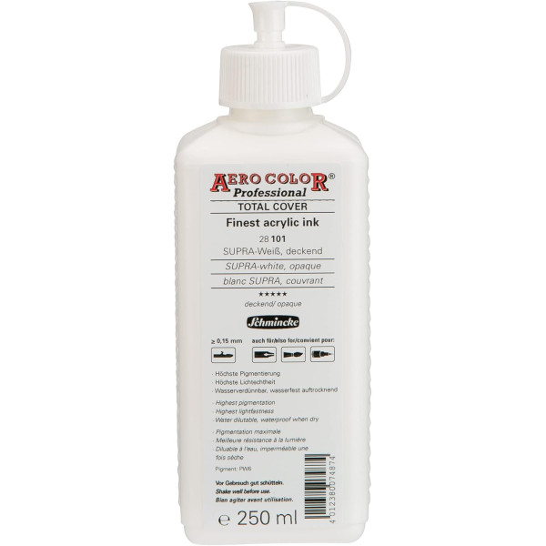 photo-Encre acrylique - Extra-fine - Blanc supra couvrant - 28 101 - Aéro Color Pro - Schmincke