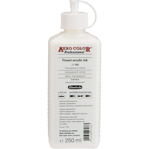photo-Encre acrylique - Extra-fine - Blanc transparent - 28 100 - Aéro Color Pro - Schmincke
