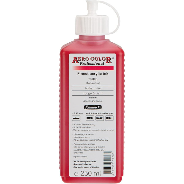 photo-Encre acrylique - Extra-fine - Rouge brillant - 28 306 - Aéro Color Pro - Schmincke