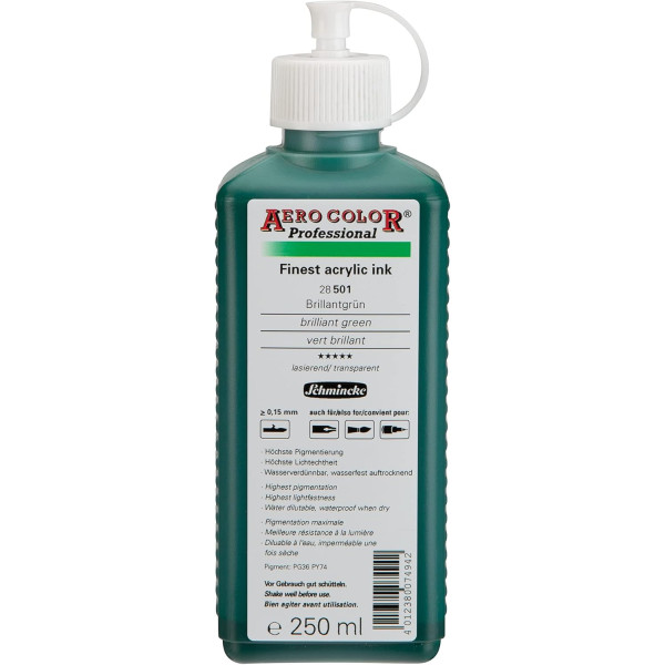 photo-Encre acrylique - Extra-fine - Vert brillant - 28 501 - Aéro Color Pro - Schmincke
