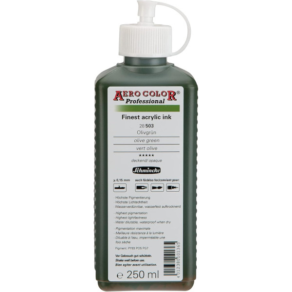 photo-Encre acrylique - Extra-fine - Vert olive - 28 503 - Aéro Color Pro - Schmincke