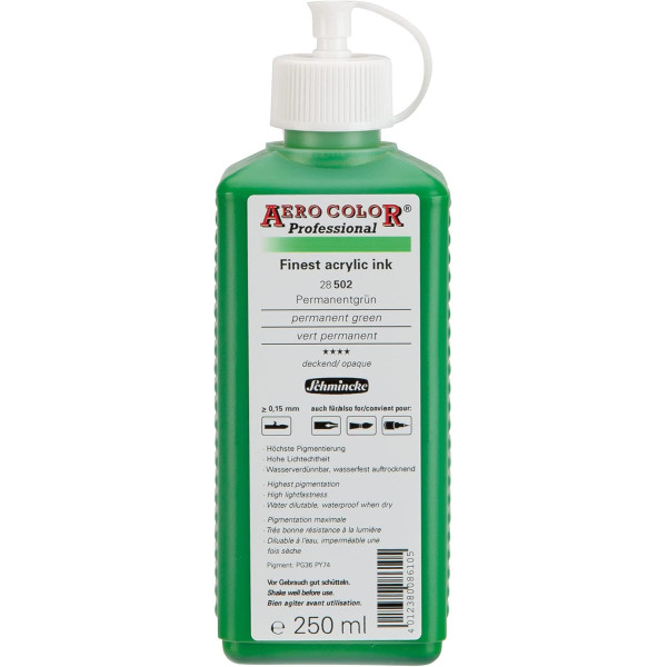 photo-Encre acrylique - Extra-fine - Vert permanent - 28 502 - Aéro Color Pro - Schmincke