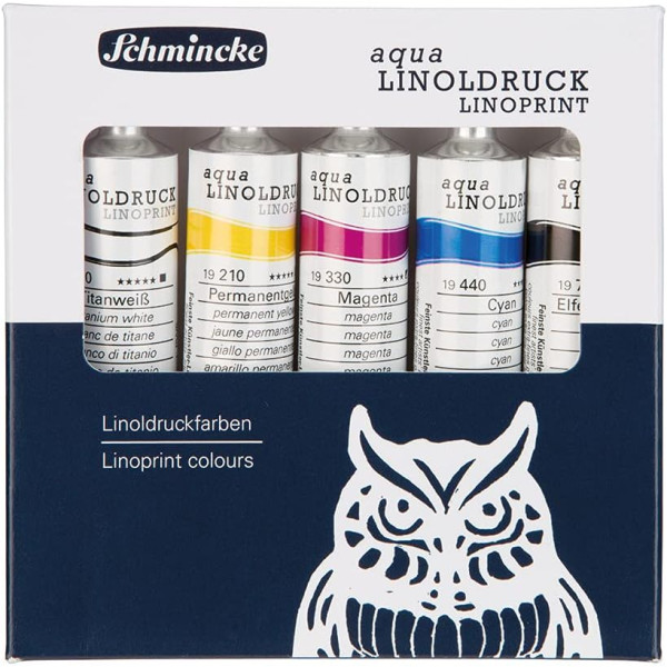 photo-Encres pour linogravure - Extra-fine - 5 couleurs - Tubes de 20ml - Schmincke