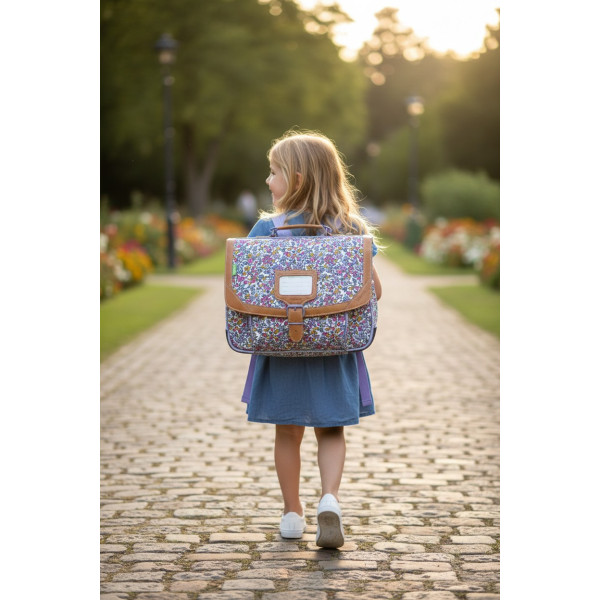 Cartable - Tann's - Motif fleurs - Maternelle - Primaire - 32x27x12cm - Axel